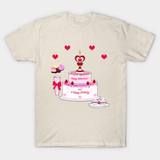 Happy Birthday on a Valentine's T-Shirt